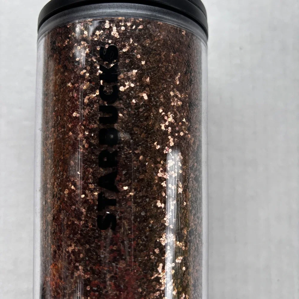 Starbucks Bronze Copper Glitter Acrylic Tumbler 16oz Travel Cold Cup New‎